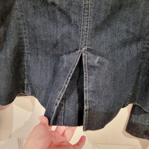 90s ANN TAYLOR Denim Blazer STREET STYLE - Size: 6 - Picture 8 of 9
